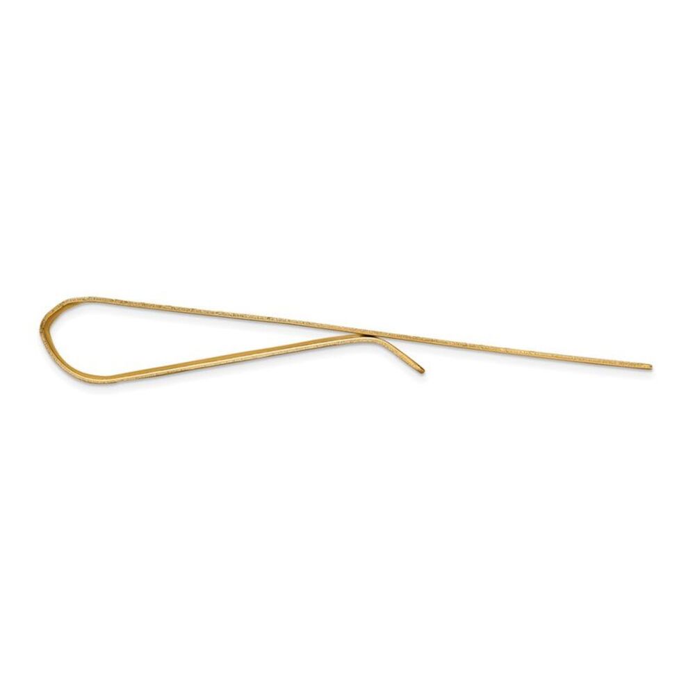14K Yellow Gold Polished & Diagonal Grooved Tie Bar, 8 x 50mm - Picture 2 of 4